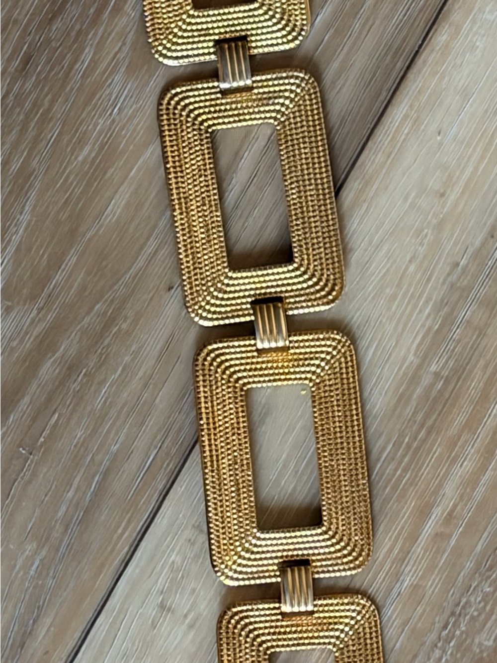 Vintage 80s Gold Geometric Chain Rectangle Links Statement Belt